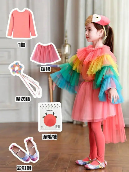 Halloween Children's Costume Cosplay Animal Parrot Performance Costume Kid Cloak Kindergarten Prom Animal Clothing
