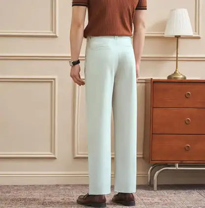 Men‘s Trousers Slim-Straight Fit  for Spring & Summer Slim Fit Daily Work Trousers, Solid Color Street Suit Trousers