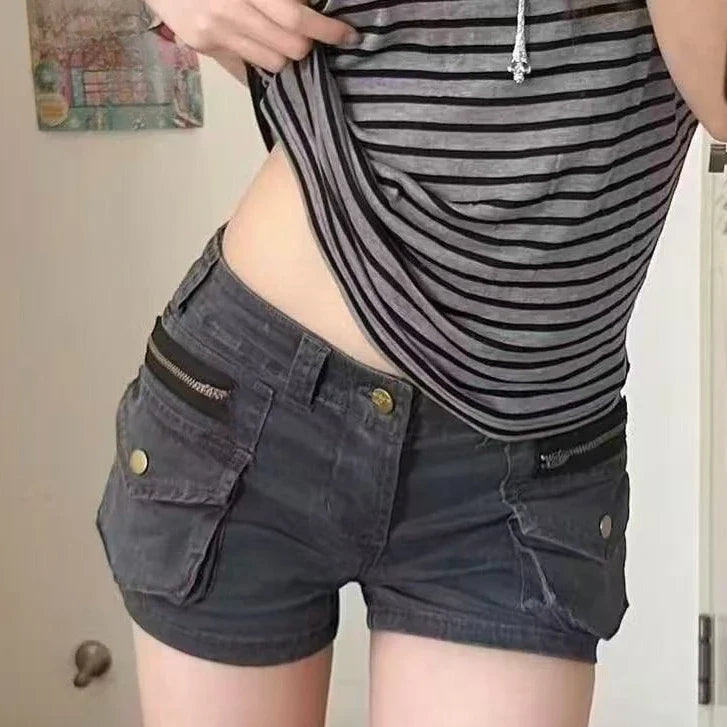 Women's Jeans Shorts Y2K Grunge Vintage Streetwear Beach Jorts Clothes 2000s Denim Hot Pants Japanese 2025 Summer