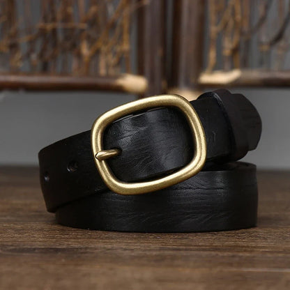 2.8CM Ladies Thick Cowhide Copper Buckle Genuine Leather Jeans Belt Women High Quality Retro Luxury Cintos Female Waistband