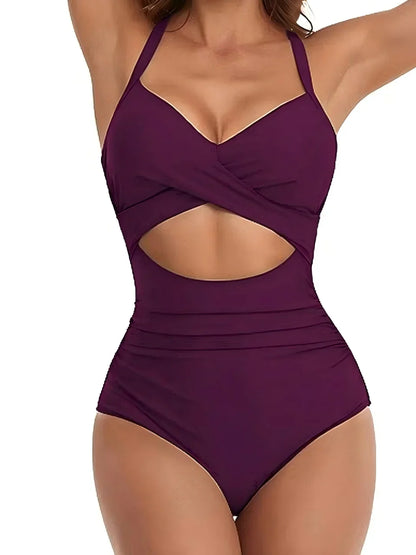 2026 Plain Ruched Swimsuit Women One Piece Solid Swimwear Female Beachwear Bathers Bathing Swimming Swim Bodysuit Summer