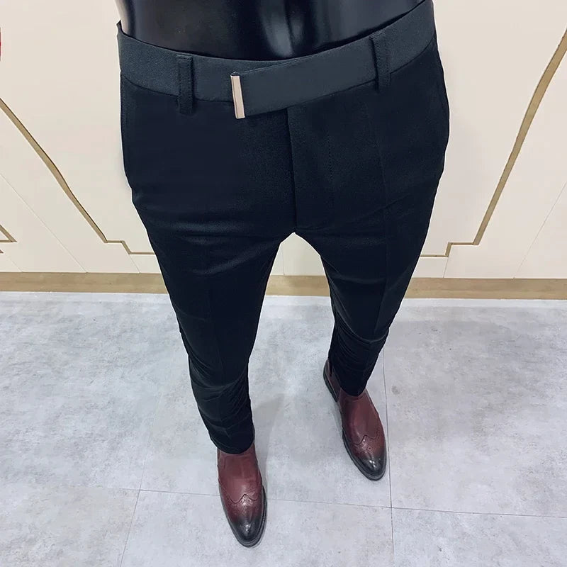 2026 Spring Summer Men's Casual Pants Formal Business Men Solid Color Slim Fit Office Social Trousers Wedding Party Suit Pants