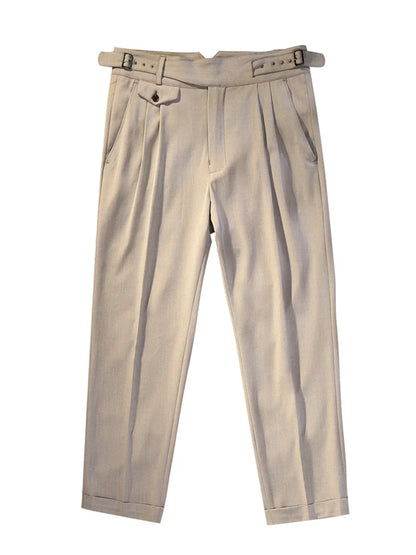 Men's high-density micro-stretch Goulger casual pants gray khaki herringbone pattern tapered Slim 9 pants pants