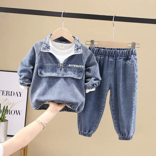 Boys Denim Clothes Sets Spring Autumn 2026 Children Coats Shirts Pants 2pcs Tracksuits For Baby Jeans Suit Kids Outfits Toddler