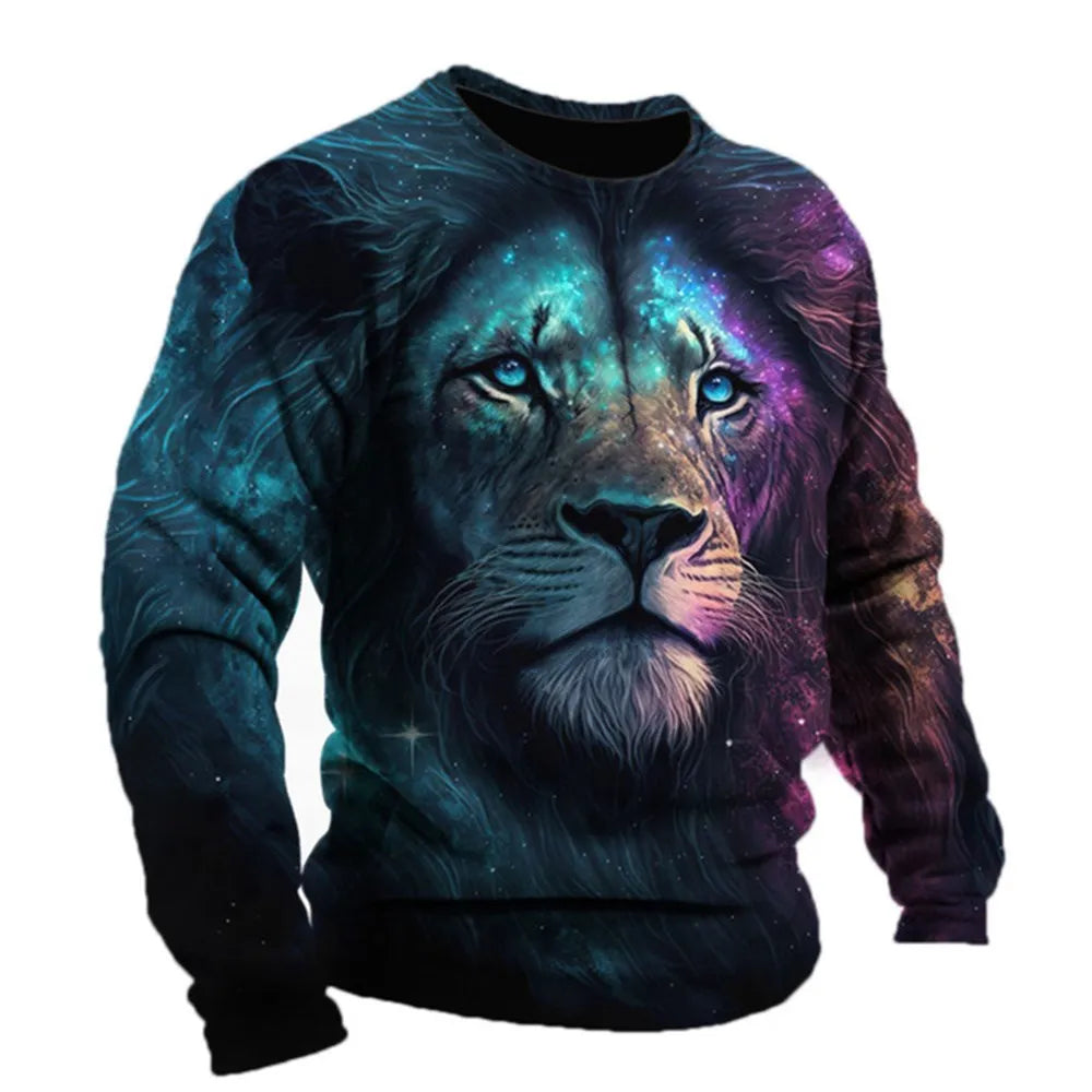 Retro Men's Long Sleeve T-shirt Animal Print Shirt Animal Pattern Clothing Street Apparel Sleeve Top Men's Plus Size XS-5XL