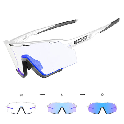 Photochromic Cycling Glasses Silver Lens Sunglasses Multi Color Men Women Bike Outdoor Eyewear Riding Driving Running