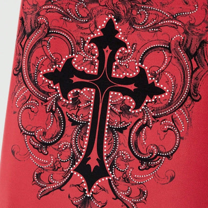 Gothic Red Unisex Wallet, Punk Cross Pattern Design, Zipper Coin Purse & Fashion Card Holder for Casual Daily Use