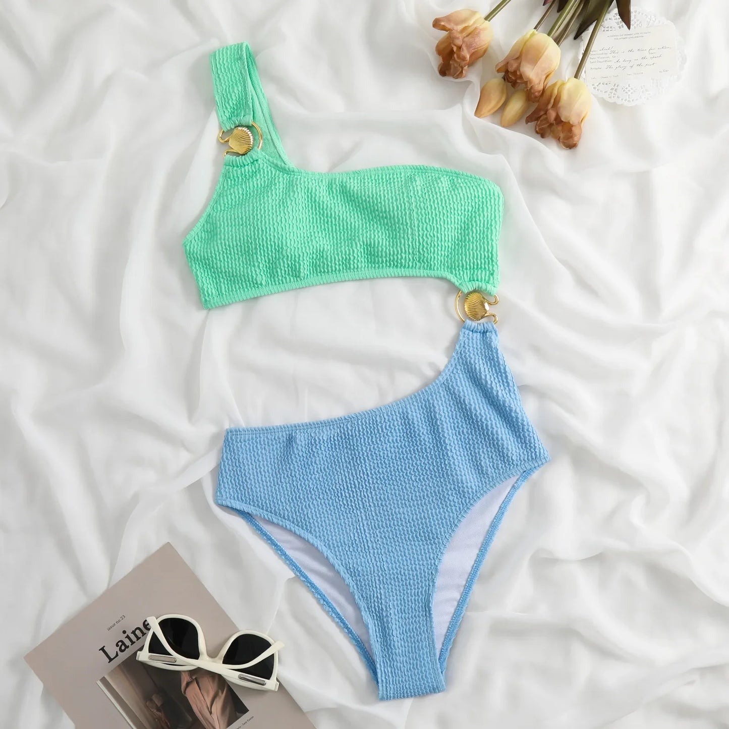 2023 New Dot Print One Piece Swimsuit Women Swimwear Push Up Monokini Padded Swim Suit Bandage Bodysuit Bathing Suit Beachwear