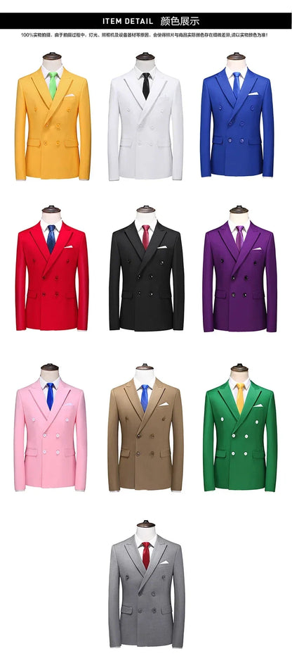 2025 Brand Fashion Men Double Breasted Tuxedo Business Suit/Male Slim Fit  Korean Casual Clothing/Men's Casual Jacket Blazers