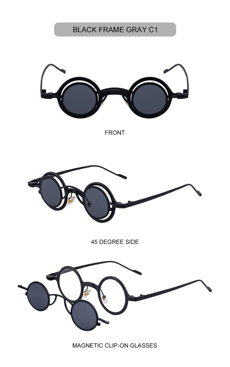Steampunk Sunglasses For Men Metal Frame Vintage Retro Round Fashion Glasses Punk Dropshipping Gafas De Sol Lunette De Soleil