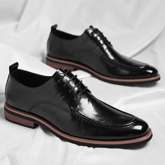 High Quality Male Oxford Shoes Leather Mens Casual Shoes Pointed Thick Bottom Business Brand Footwear Soft Comfortable Loafers