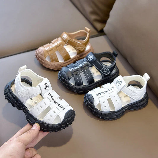 Boys Sports Sandals Toes Capped Hook&loop Kids Beach Shoes Soft Bottom Trendy 2026 Summer New Children Casual Shoes Non-slip
