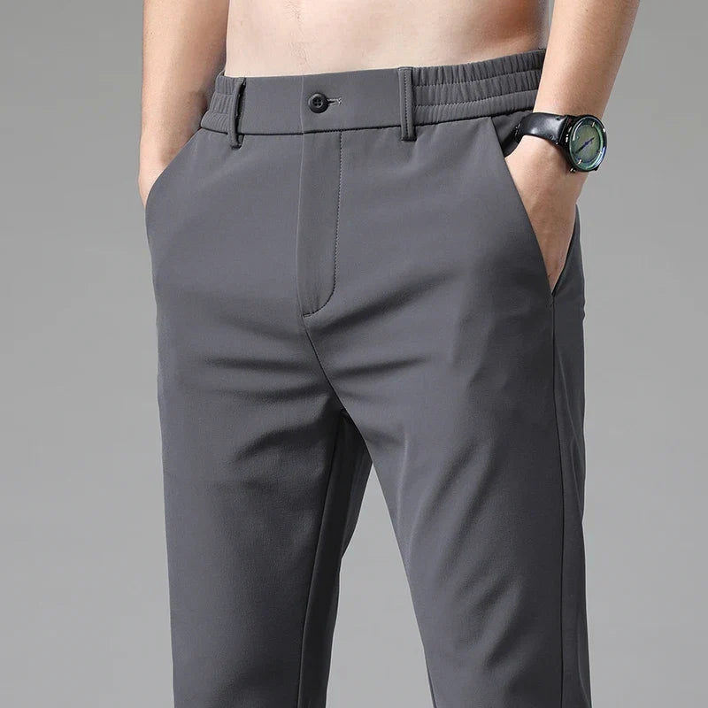 2024 Summer New  Men's Thin Straight Casual Pants Classic Style Light Gray Business Stretch Trousers Male Brand