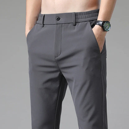 2024 Summer New  Men's Thin Straight Casual Pants Classic Style Light Gray Business Stretch Trousers Male Brand
