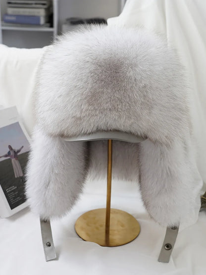 2026 Cap 100% Raccoon Dog Full Fur Fox Fur Hat Men's Fur Ear Protection Winter Thickened and Warm Russian Hat Men's Trend