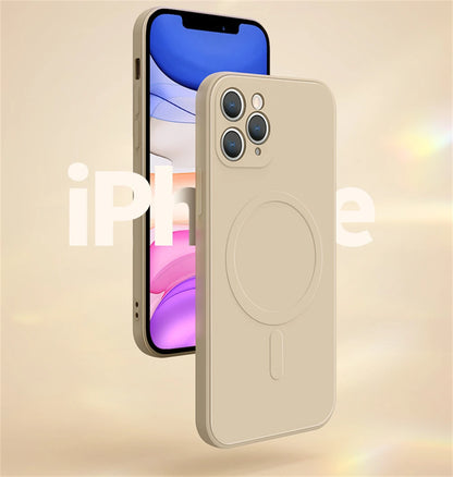 For Magsafe Magnetic Wireless Charge Case For iPhone 17 Air 16E 16 15 14 13 12 Pro Max Plus Liquid Silicone Strap Phone Cover