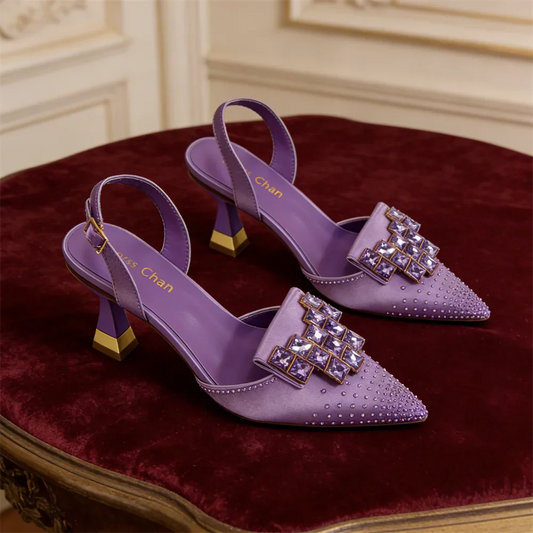 2026 High-heeled Sandals Rhinestone Embellished Pointed Toe Pumps for Women Wedding Party Dress Shoes