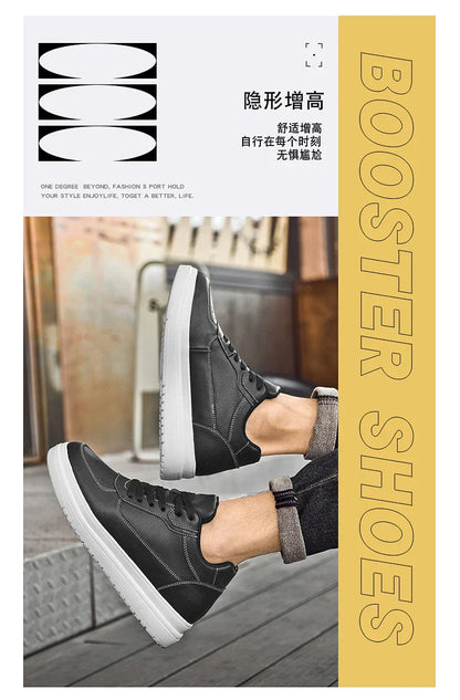 New Invisible Height-increasing Shoes for Men, 6CM-8CM-10CM Sports Shoes,White Leather Sports Shoes for Men,Enlarged Sizes 36-46