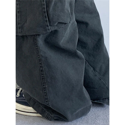 Vintage Streetwear Multi Pocket Cargo Pants Unisex Loose Straight Fit High Quality Trendy Japanese Style Trousers For Men Women