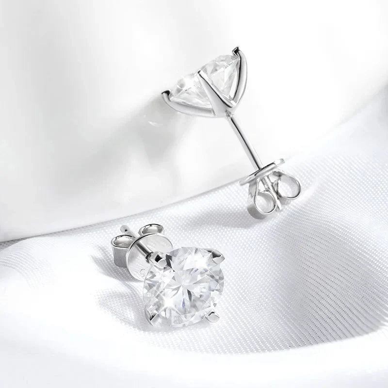0.2-2CT Certified Moissanite Stud Earrings for Women 4 Claw Sparkling Wedding Party Jewelry Sterling Silver S925