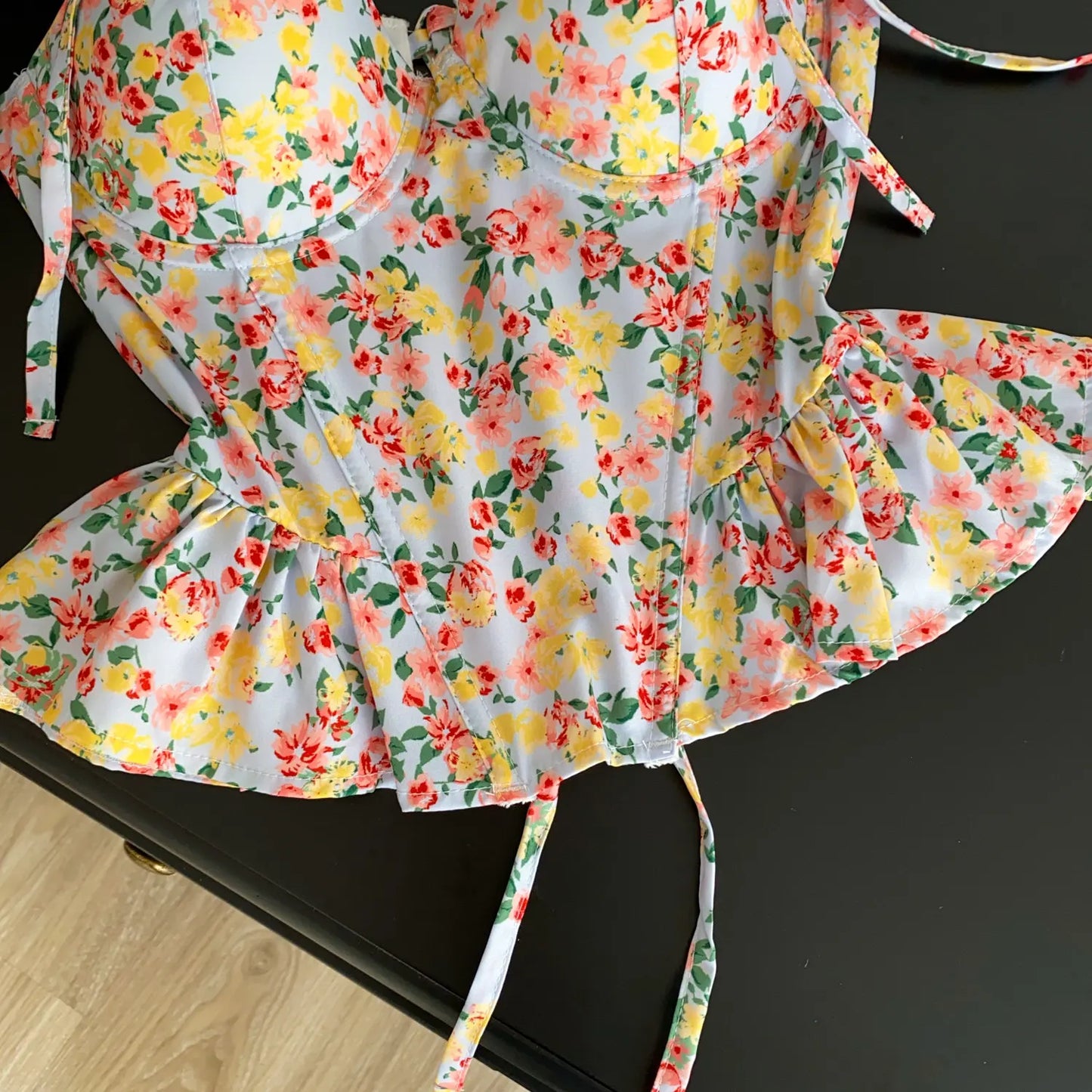 Summer Hotsweet Floral Camis 2026 Female High Waist Slim Lace Up Corset Tops Korean Versatile Casual Holiday Tank Top