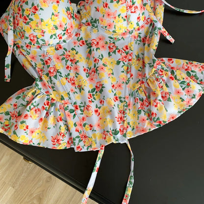 Summer Hotsweet Floral Camis 2026 Female High Waist Slim Lace Up Corset Tops Korean Versatile Casual Holiday Tank Top