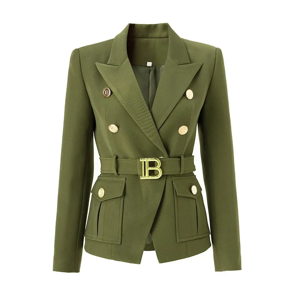 9 Colors Factory Customize Luxury Quality Classic Style Office White Black Women Pocket Blazers with Blet
