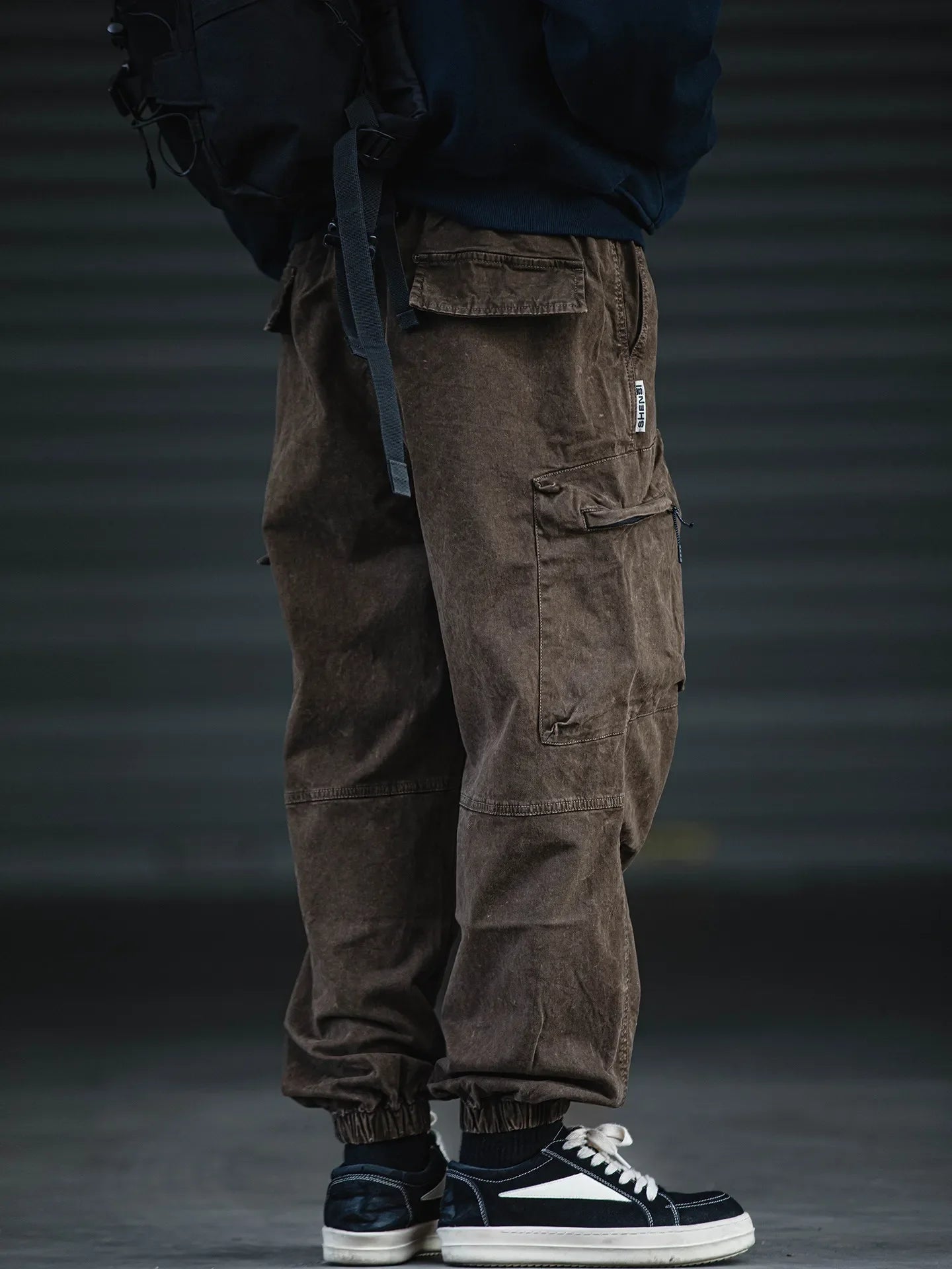 Oversized Baggy Vintage Washed Cargo Pants Men Loose Fit Drawstring Cuffed Retro American Style Streetwear Hip Hop Utility Pants
