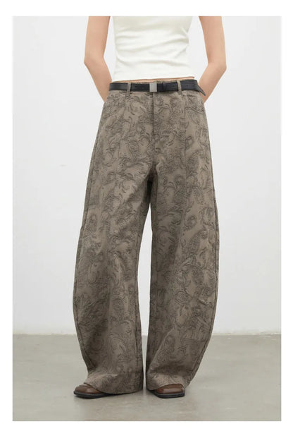 New Women Jeans Loose Casual High Waist Wide Leg Denim Pants Paisley Female Trousers Spring Autumn 2026