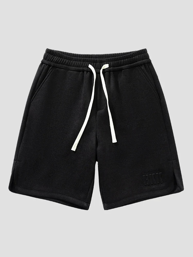 Summer Men's Sport Shorts Knee-Length Straight Loose Short Pants Streetwear Drawstring Knitted Sweat Casual Shorts Big Size 8XL