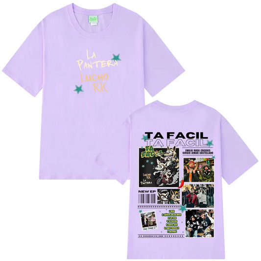 Ta Facil New Album 2025 La Panter Lucho Rk Fashion Print Tees Men Women Harajuku Hip-hop T-shirts Loose Casual Cotton T-shirts