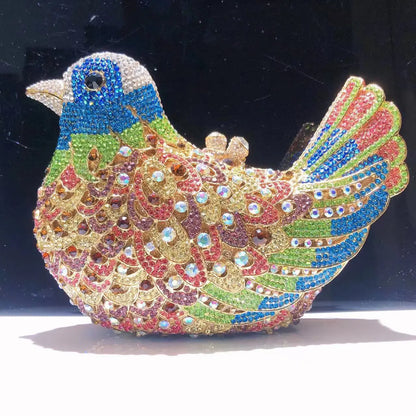 Birds Doves Animals Diamond Bags Rhinestone Dinner Bags Banquet Crystal Clutch Purse Luxury Designer Handbags Unique Party Bags