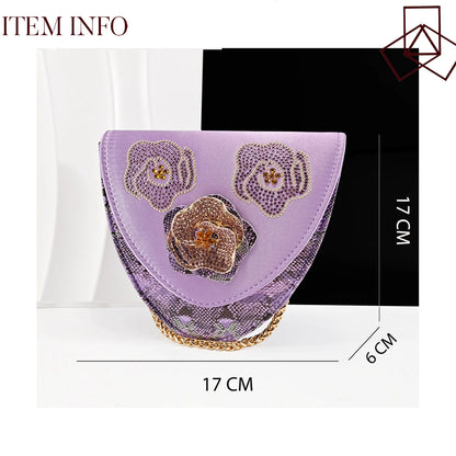 2025 Elegant Lilac Color Women's Heels Handbag Set Rhinestone Embellished Designer Shoes for Weddings Special Events