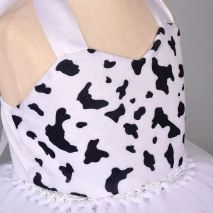 Baby Girls Halloween Animal Cosplay Costume Kids Forest Theme Giraffe Cows Tiger Leopard Zebra Print Tutu Dress Birthday Party