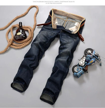 2026 New Men's Jean Spring Autumn Straight Trendy Pants Casual Denim Trousers Men Classic slim Stretch Jeans Fashion