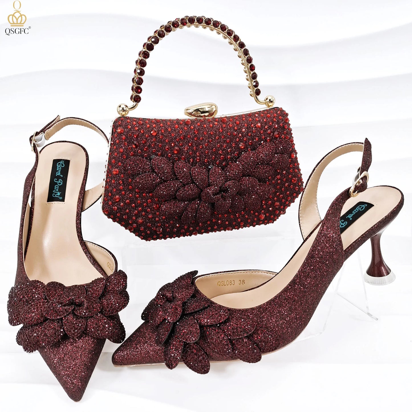 African Fashion Green Ladies Matching Shoes and Bags Nigerian Best Sell Women's Pointed Toe High Heels Commuter Wearable
