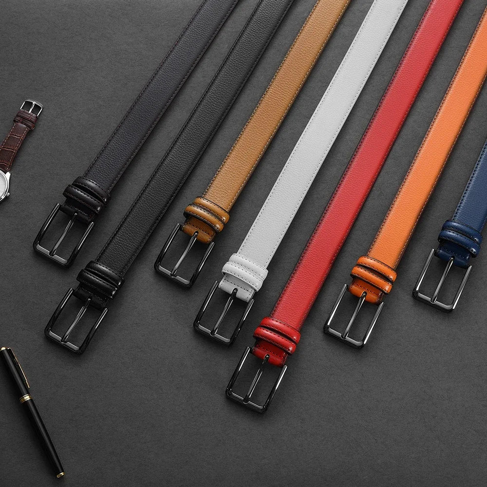 Men Belts High Quality Genuine Leather LONG Large Pin Buckle Metal Automatic Buckle Male Belts Strap Mal 115cm 135cm Size