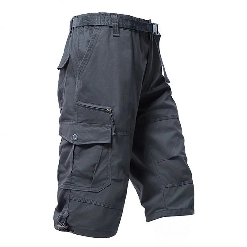 Men Summer Capri Pants Men Plus Size Multi Pocket Cargo Shorts Men Casual Outdoor Breathable Lightweight Daily Wear Street Style