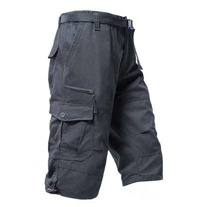 Men Summer Capri Pants Men Plus Size Multi Pocket Cargo Shorts Men Casual Outdoor Breathable Lightweight Daily Wear Street Style