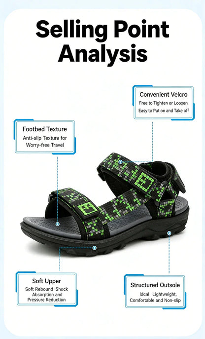 Children Casual Flat Sandals Boys Summer Beach Shoes Breathable Open Toe Non-Slip Kids Walking Footwear