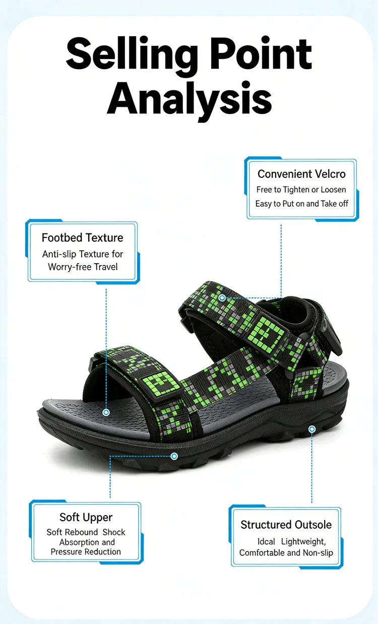 Kids Outdoor Non-Slip Sandals Boys Summer Fashion Beach Shoes Children Breathable Casual Walking Sandials