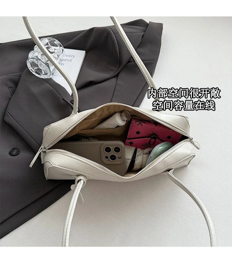 Vintage Long Shoulder Bag Women Shoulder Bag Luxury Cowhide Ladies Handbag Female Commuter Shopping Underarm Bag