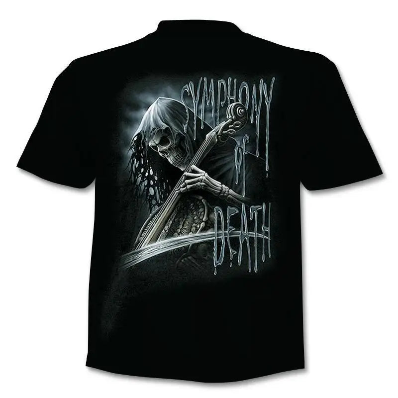 New retro street punk motorcycle men's T-shirt 3D shirt casual fashion hip-hop horror short sleeved round neck men's clothing