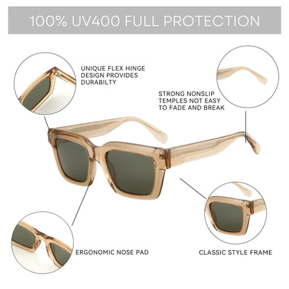 Fashion Oversize Polarized Sunglasses Men High Quality Acatate Shade for Fishing Driving Sun Glasses LM-6801