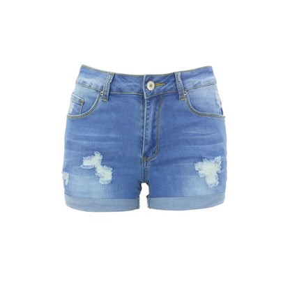 Washed Ripped Mid-waist Denim Shorts.Comfortable Short Jeans with A New Style of Personalized Street Fashion for Women in Summer