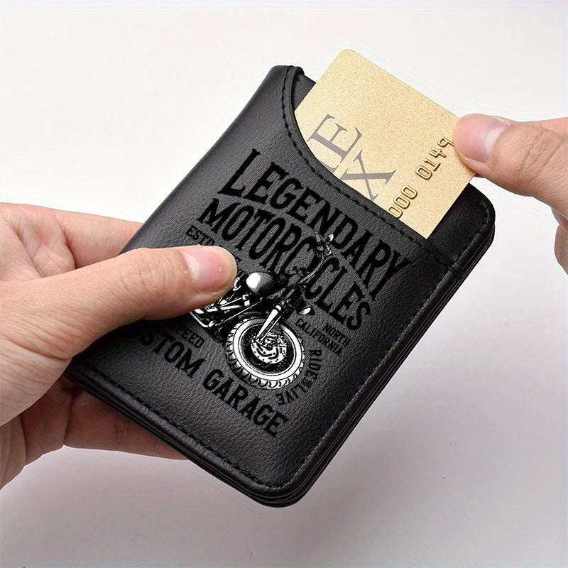 1pc Men'S Retro Faux Leather Wallet - Stylish Vintage Motorcycle Theme - Slim And Soft Design with Various Card Slots, Business