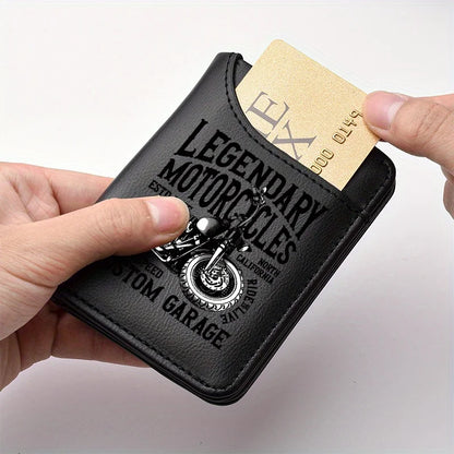 1pc Men'S Retro Faux Leather Wallet - Stylish Vintage Motorcycle Theme - Slim And Soft Design with Various Card Slots, Business