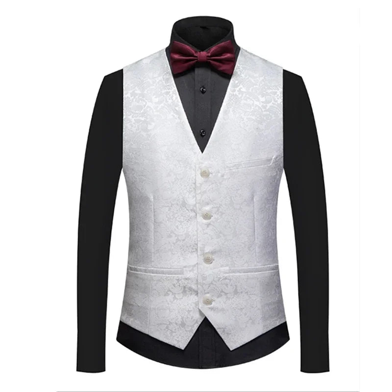 26 Colors Men's Suit Vest Single-breasted V-neck Vests Jacket Men Wedding Party Waistcoat Red Blue Green White Pink