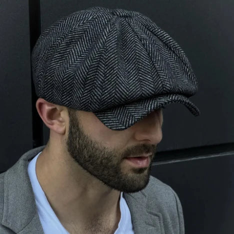 Men Retro Beret British Hats Wool Blend Vintage Herringbone Tweed Men Casual Fashion Hat Flat Keep Warm Caps Gifts