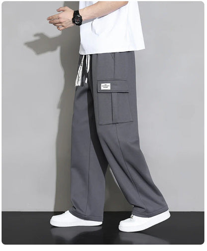 Korean Autumn Big Size Sweatpant Men Loose Baggy Sport Jogging Trouser Male Casual Work Sweat Pants Large Plus Jogger Grey Black